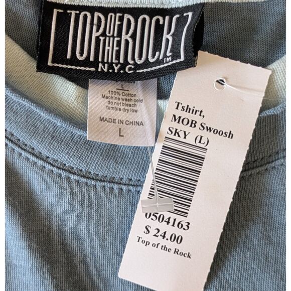 Top Of The Rock Womens Tee Shirt Large Blue NY Mob Swoosh Graphic Cotton NEW - Picture 12 of 12